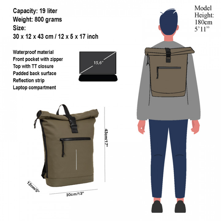 Mochila rolltop Mart 19L. New Rebels